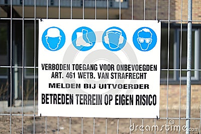 A Dutch sign that says 'No entry' Stock Photo