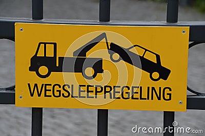 Dutch Sign Towing Arangement Stock Photo