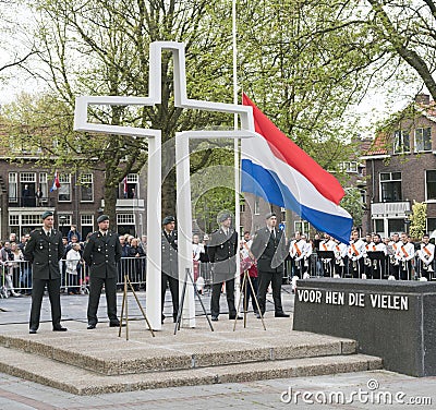 Dutch Soldiers standing to attention on Remembrance day Editorial Stock Photo