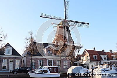 Dutch Stock mill The Vlijt in Meppel Editorial Stock Photo