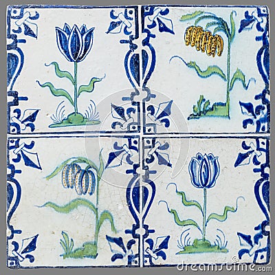 Dutch tile from the 16th to the 18th century Stock Photo