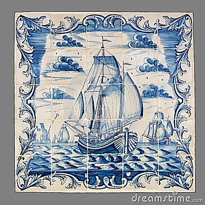 Dutch tile from the 16th to the 18th century Stock Photo