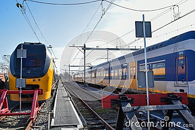 Den Helder, the Netherlands - march 19, 2021. Dutch trains at terminus Den Helder, the Netherlands. Editorial Stock Photo