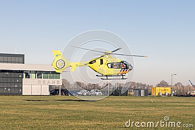 Dutch trauma helicopter at Rotterdam Airport Zestienhoven Editorial Stock Photo
