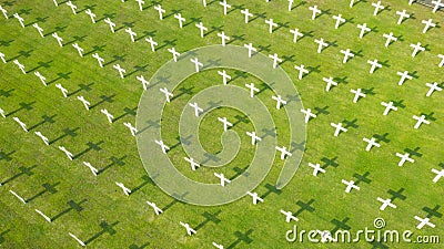 Dutch war cemetery with white crosses Stock Photo