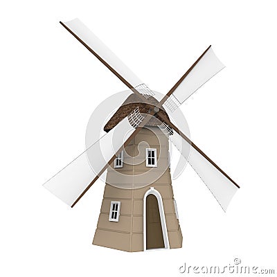 Dutch Windmill Isolated Stock Photo