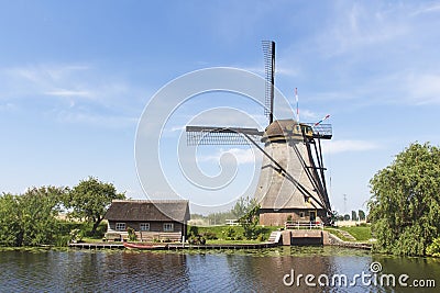 Dutch windmill and the little Shed Stock Photo