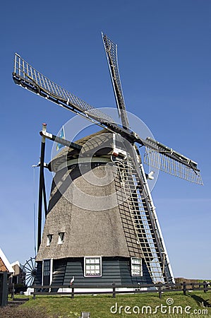 Dutch Windmill Noordermolen, village Akersloot Editorial Stock Photo