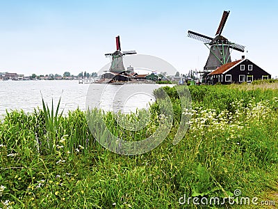 Dutch windmills Stock Photo