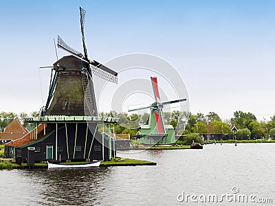 Dutch windmills Stock Photo