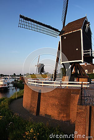 Dutch windmills Stock Photo