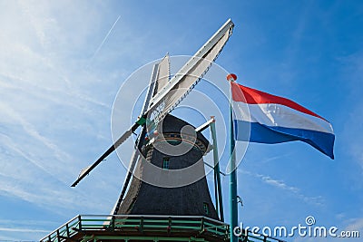 Dutch windmills in Netherlands closeup footage Stock Photo