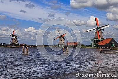 Dutch windmills Stock Photo