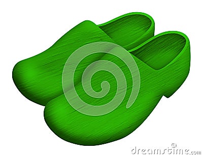 Dutch wooden shoes - green Stock Photo