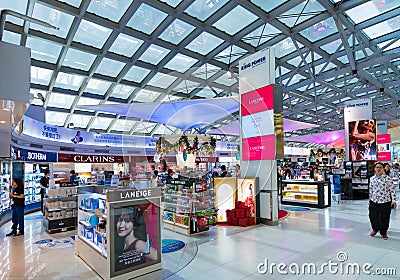 duty free cosmetics shopping before Christmas, Bangkok international airport Editorial Stock Photo