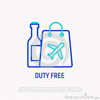 Duty free thin line icon. Modern vector illustration of untaxed Cartoon Illustration