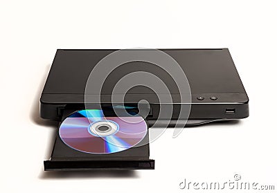 DVD / CD player with open tray isolated Stock Photo