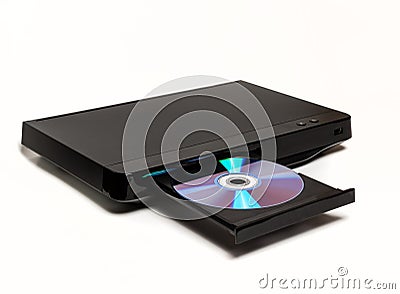 DVD / CD player with open tray isolated Stock Photo