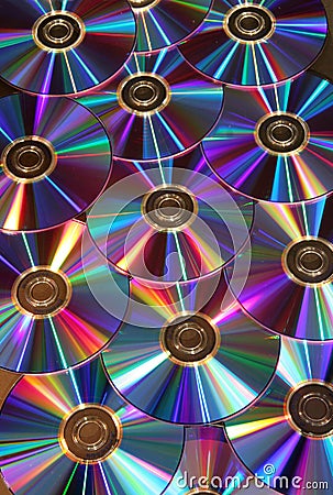 DVD disks metallic reflection Stock Photo