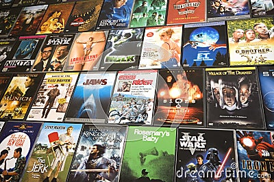 DVD movie collection, studio shot Editorial Stock Photo