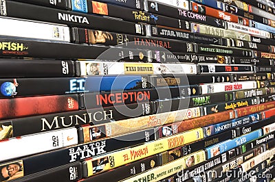 DVD movie collection, studio shot Editorial Stock Photo