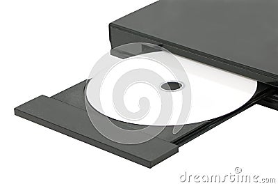 DVD In Open Tray. Stock Photo