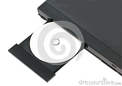 DVD In Open Tray. Stock Photo