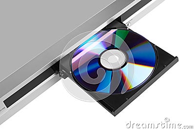 DVD player ejecting disc Stock Photo