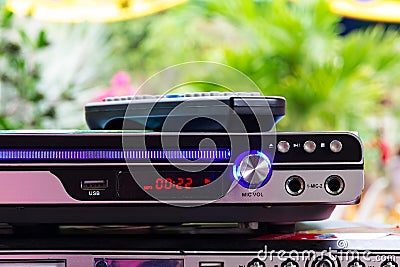 DVD player with remote control Stock Photo