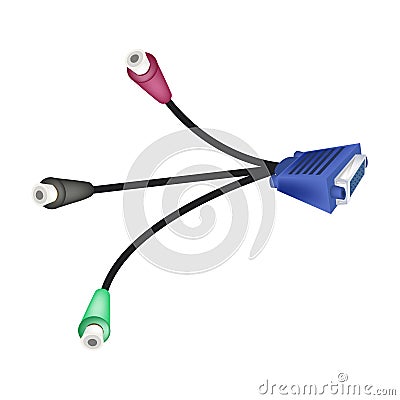 DVI Digital Video Interface or VGA to RCA Cables Vector Illustration