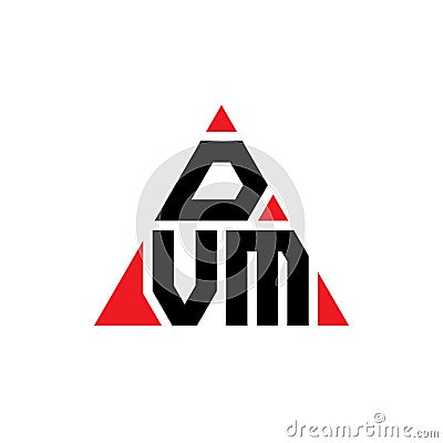DVM triangle letter logo design with triangle shape. DVM triangle logo design monogram. DVM triangle vector logo template with red Vector Illustration
