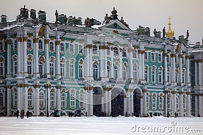Dvortsovaya square knee-deep snow in a storm Editorial Stock Photo
