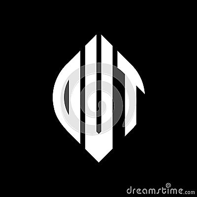 DVT circle letter logo design with circle and ellipse shape. DVT ellipse letters with typographic style. The three initials form a Vector Illustration
