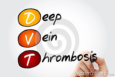 DVT - Deep Vein Thrombosis, acronym Stock Photo