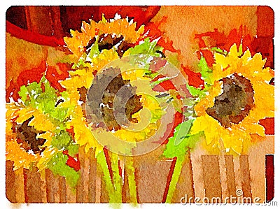 DW Sunflowers indoors Stock Photo