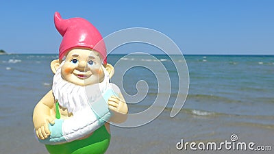 Dwarf with floating ring seaside Stock Photo