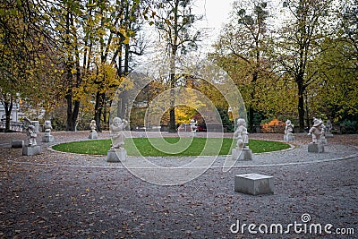 Dwarf Garden Zwergerlgarten - 17th century statues - Salzburg, Austria Stock Photo