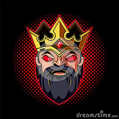 Dwarf king head mascot esport Vector Illustration