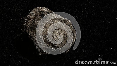 Dwarf planet of the asteroid belt lit by Sun and the stars of the Milky Way galaxy 3d space illustration Stock Photo