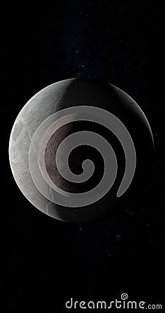 Eris, transneptunian dwarf planet, rotating. 3d render Stock Photo