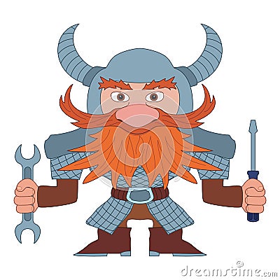 Dwarf Repairer Vector Illustration