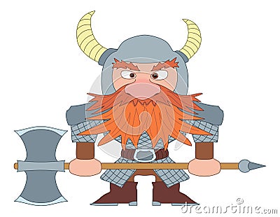 Dwarf warrior Vector Illustration