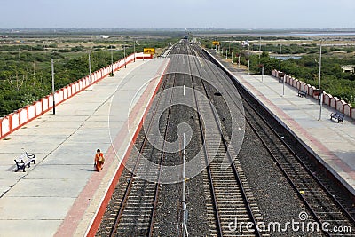 Dwarka Railway Station Platform, India Editorial Stock Photo