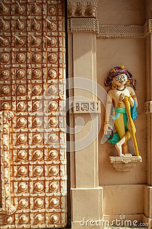 Dwarpal is gate Protector of Shree Swaminarayan Mandir Muli Editorial Stock Photo