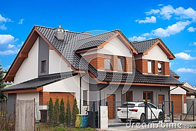 Front View Vinyl Siding Single Family Home Stock Photo