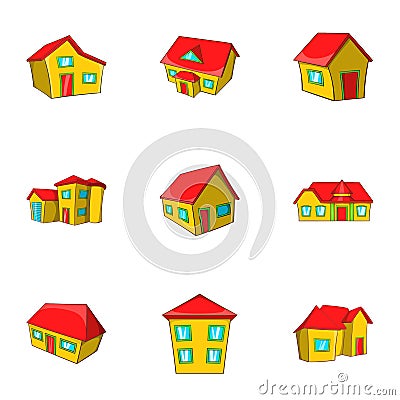 Dwelling icons set, cartoon style Cartoon Illustration