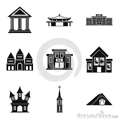 Dwelling icons set, simple style Vector Illustration