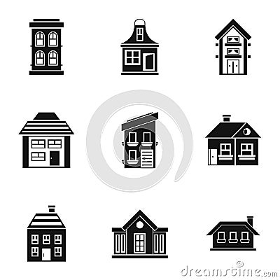 Dwelling icons set, simple style Vector Illustration