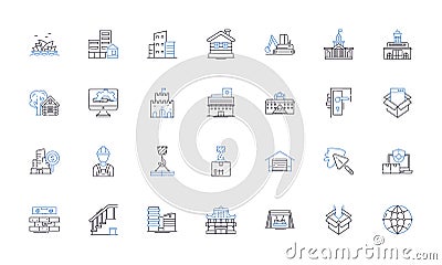 Dwelling improvement line icons collection. Renovate, Refurbish, Upgrade, Remodel, Redecorate, Enhance, Beautify vector Vector Illustration