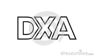 DXA logo design template with strong and modern bold text. Initial based vector logotype featuring simple and minimal typography. Vector Illustration